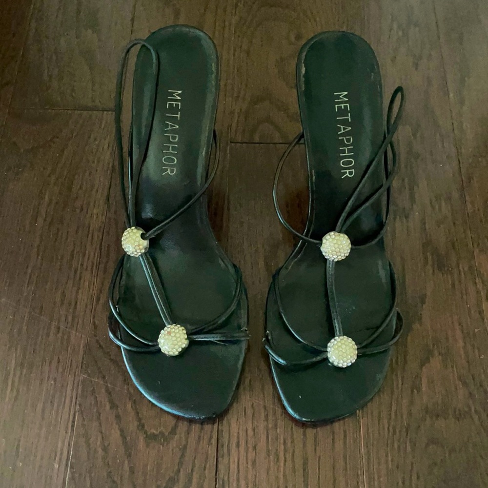 Strappy jeweled heels